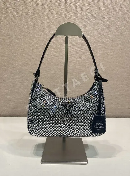 프라다 크리스탈 크로스그레인 호보백 66814