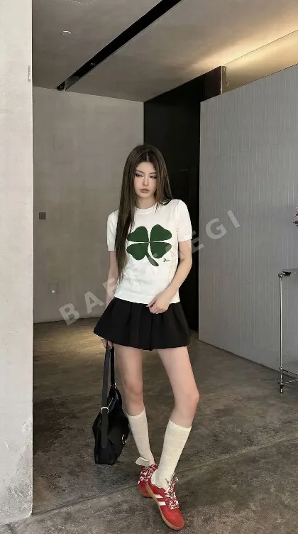 디올 네잎클로버 울 니트 반팔 탑 54214