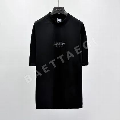 발렌시아가 앞뒤 일러스트 코튼 반팔 티셔츠 113688
