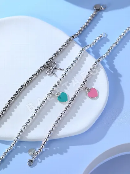 티파니 925 실버 하트 비즈 팔찌 71258