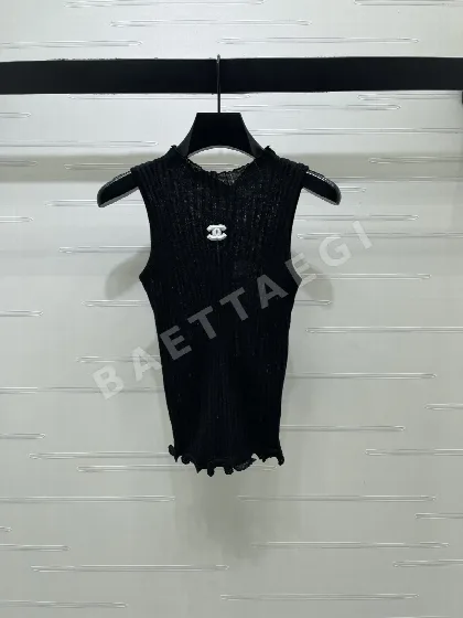샤넬 여성 니트 반팔 티셔츠 103921