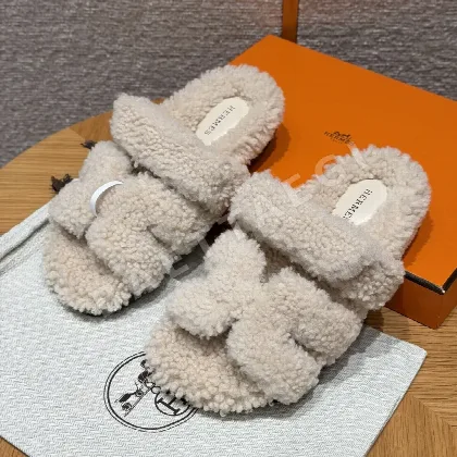에르메스 시프레 샌들 흰색 울 오래된 발목 디자인 164709
