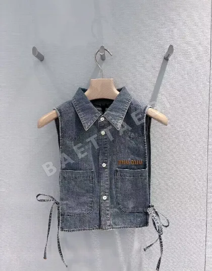 미우미우 데님 반팔 베스트 97412