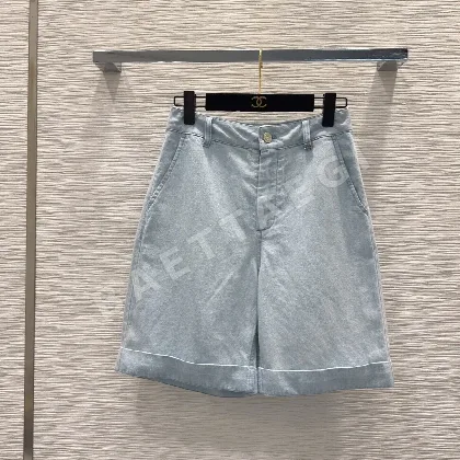 샤넬 데미지 워시드 데님 미들 반바지