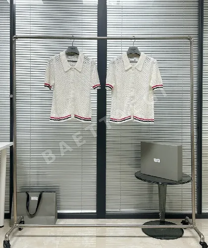 톰브라운 메시 퍼피 라운드넥 여성 반팔 니트 탑 126340