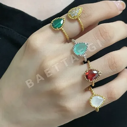 부쉐론 블루그린 칼세도니 티어드롭 반지 63249