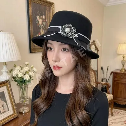 샤넬 캐시미어 플랫 탑 모자 185424