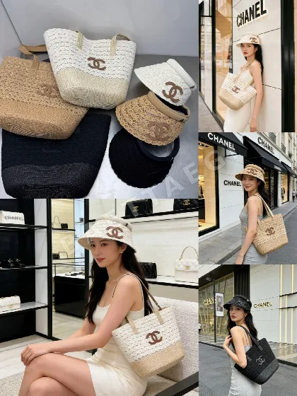 샤넬 비치 리조트 스타일 바이저 모자 120003