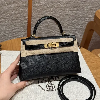 에르메스 켈리 미니 2 블랙 가죽 가방 164234