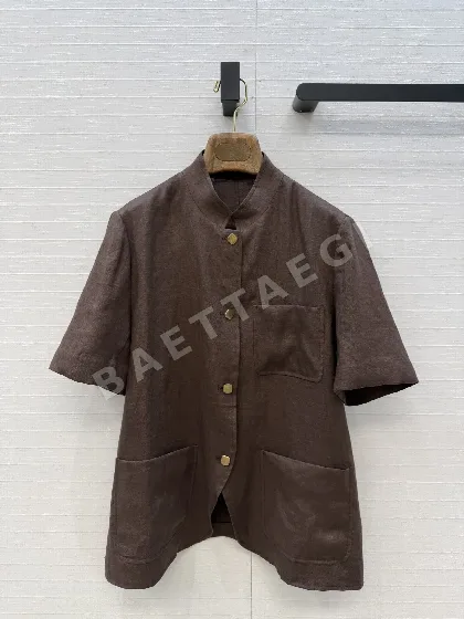 로로피아나 린넨 반소매 스탠드 카라 여성 자켓 135398