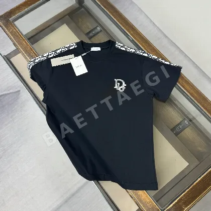 디올 자카드 리본 패치워크 크루넥 반팔티 47662