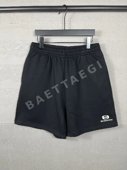 발렌시아가 더블 링 로고 자수 면 반바지 88698