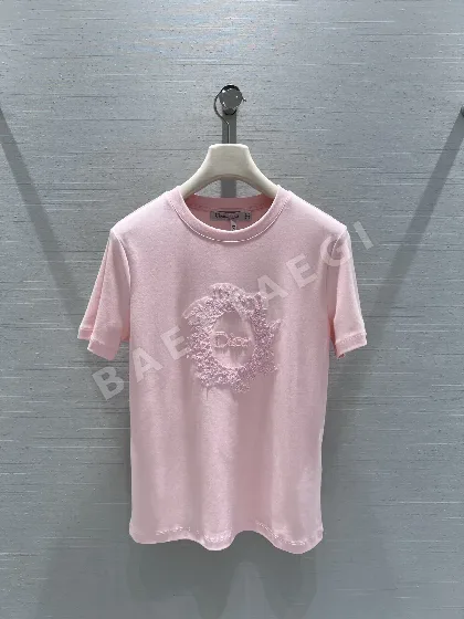 디올 CD로고 자수 여성 반팔 티셔츠 45680