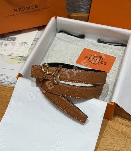 에르메스 H 크루아지에르 양면 가죽 여성 벨트 177600