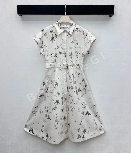 디올 프린트 반소매 코튼 원피스 51484