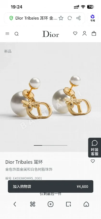 디올 귀걸이 60520 Dior Earrings