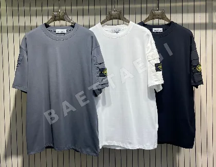 스톤아일랜드 슬리브 포켓 크루넥 반팔 티셔츠 47850