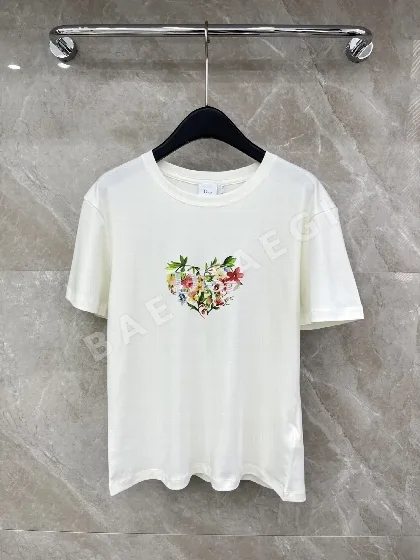 디올 여성 자수 프린트 반팔 티셔츠 51582