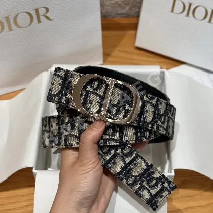 디올 CD 로고 양면 가죽 벨트 177415