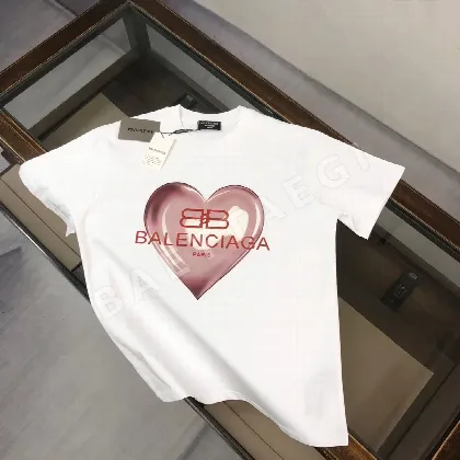 발렌시아가 여성 프린트 크루넥 반팔 티셔츠 88675