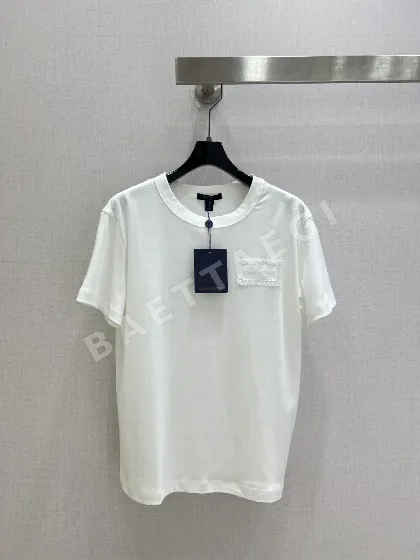 루이비통 레이스 장식 여성 반팔 티셔츠 97180