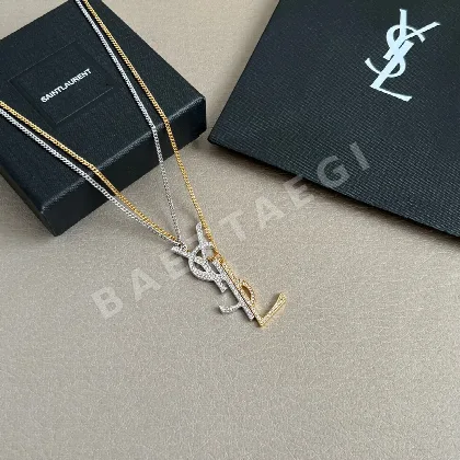 생로랑 황동제 추상 디자인 목걸이 65550