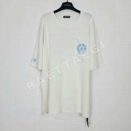 크롬하츠 블루 크로스 프린트 여성 반팔 티셔츠 53652