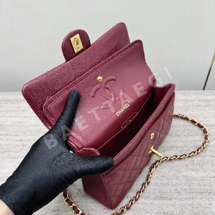 샤넬 버건디 레드 금장 가방 33243