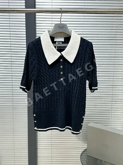 톰브라운 컬러블록 케이블 니트 반팔 티셔츠 126248