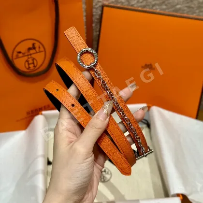 에르메스 팔라듐 메탈 체인 잠금장치 가죽 벨트 175327