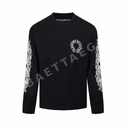 크롬하츠 블랙 핑크 와플 면 긴팔 셔츠 159373