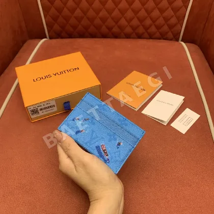 루이비통 서핑 파란 꽃 카드 홀더 지갑 M14862