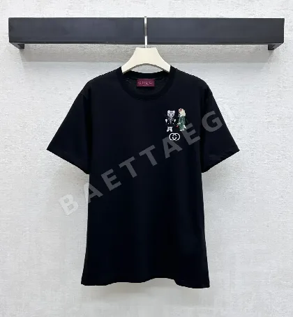 구찌 크루넥 자수 고양이 로고 반팔 티셔츠 51154