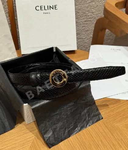 셀린느 DISC 골드 버클 25mm 양면 가죽 벨트 174718