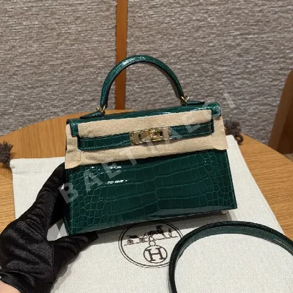 에르메스 미니 켈리 2 에메랄드 그린 아리게이터 가방 164256