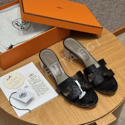 에르메스 오아시스 샌들 블랙 도마뱀가죽 164390