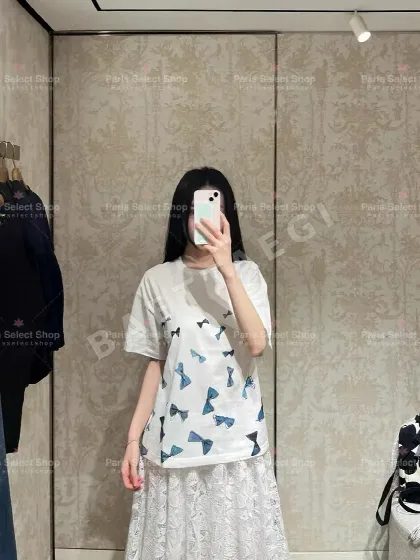 디올 나비 무늬 크루넥 반팔 티셔츠 119272
