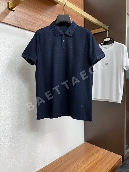 브리오니 입체 재단 라펠 반팔 폴로셔츠 135500